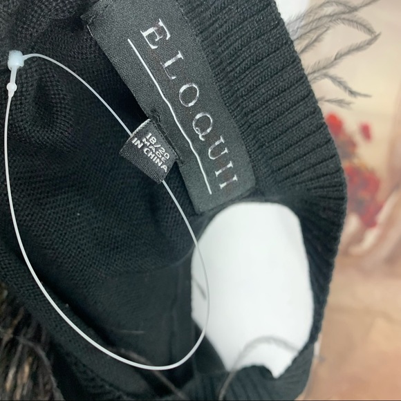 NEW Eloquii Cold Shoulder Sweater with Feather Trim Sweater - Picture 10 of 11